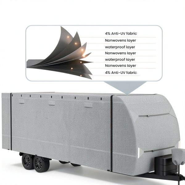 Patuibe RV Trailer Cover 22-24 FT Grey Model 1 Heavy Duty Waterproof-1