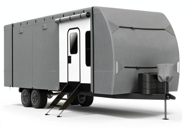 Patuibe RV Trailer Cover 22-24 FT Grey Model 1 Heavy Duty Waterproof-0