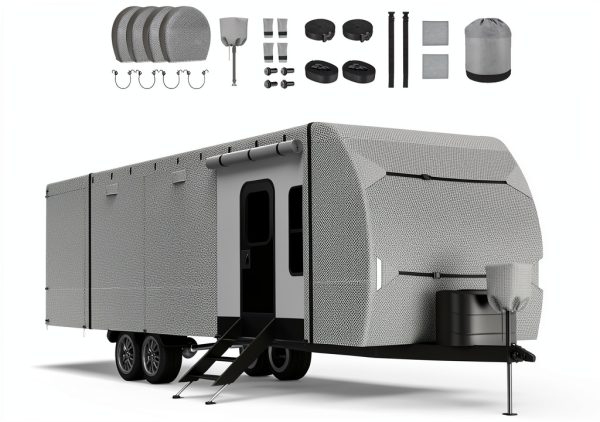 Patuibe RV Trailer Cover 20-22FT Grey Waterproof UV-0