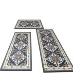 3-Piece Kitchen Rugs, Non-Slip & Washable Floor Mats, Water-Absorbent Area Pad, Standing Desk Mat for Office, Home, Doorway, Laundry, Kitchen Accessories (Grey)-0