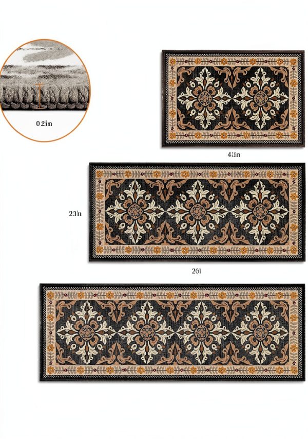 3-Piece Kitchen Rugs, Non-Slip & Washable Floor Mats, Water-Absorbent Area Pad, Standing Desk Mat for Office, Home, Doorway, Laundry, Kitchen Accessories (Grey)-1